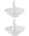 Tableau Large Bunny Bowl, Set Of 2 In White