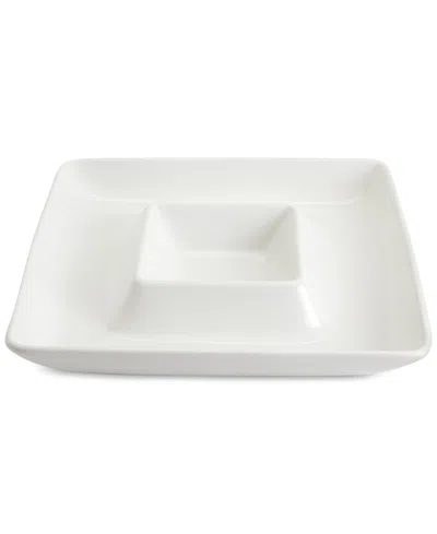 Tabletops Gallery 13.5" Square Ceramic Chip & Dip In White