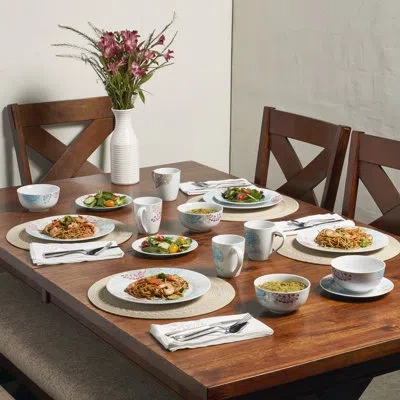 Tabletops Gallery 16 Piece Dinnerware Set Emma In Blue;white