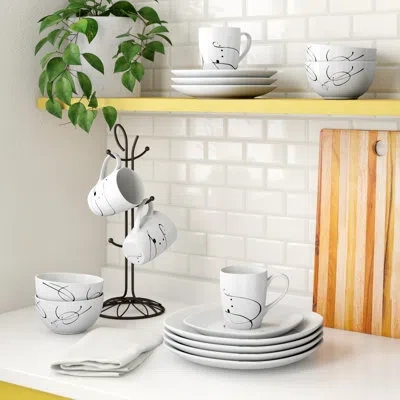 Tabletops Gallery 16 Piece Dinnerware Set Pescara In Black;white