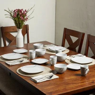 Tabletops Gallery 16 Piece Dinnerware Set, Service For 4 In Black;white