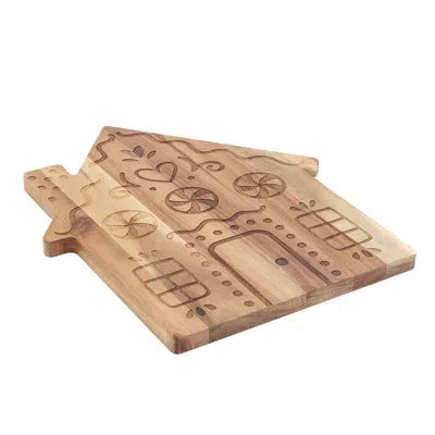 Tabletops Gallery Gingerbread House Acacia Wood Serving Board In Brown