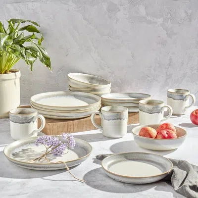 Tabletops Gallery Hudson 16pc Dinnerware Set In Gray;ivory;soft Grayish Blue