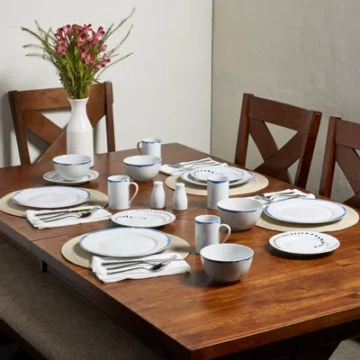 Tabletops Gallery Isla 16 Piece Dinnerware Set, Service For 4 In Blue;ivory