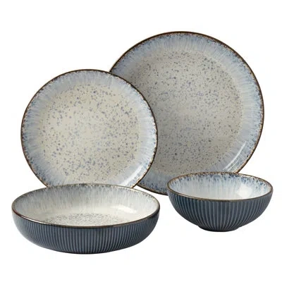 Tabletops Gallery Jura  12 Piece Dinnerware Set Smoke In Blue