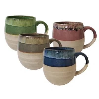 Tabletops Gallery Mitesh Soup Mug In Brown;green;taupe