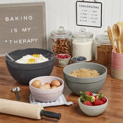 Tabletops Gallery Mixing Bowls  Hobnail 4 Piece Stoneware Bowl Set In Multi Color