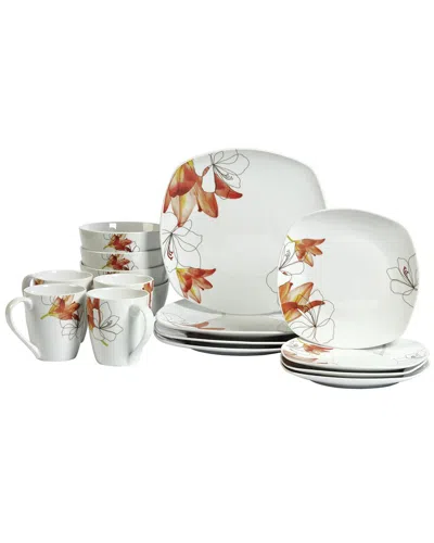 Tabletops Gallery Multi 16pc Square Dinnerware Set In Multicolor