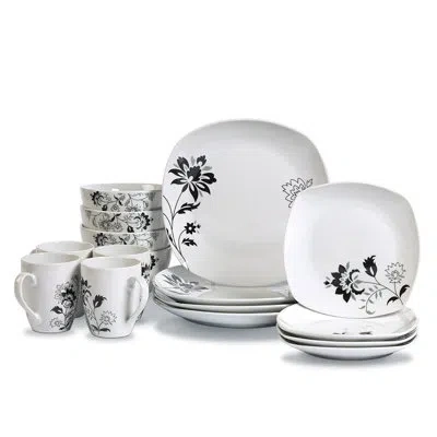 Tabletops Gallery Rebecca 16 Piece Dinnerware Set, Service For 4 In White