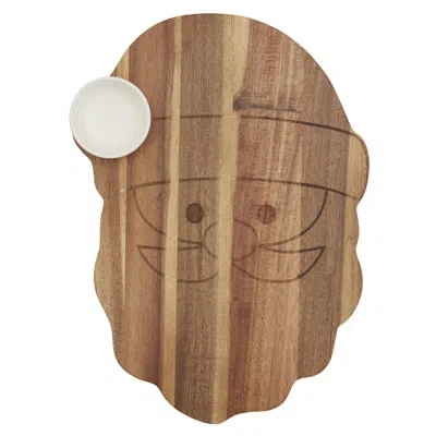 Tabletops Gallery Set Of 2 Santa Acacia Wood Serving Board With Ceramic Bowl In Brown