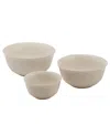 Tabletops Unlimited 3 Piece Medici Embossed White Bowl Set In White