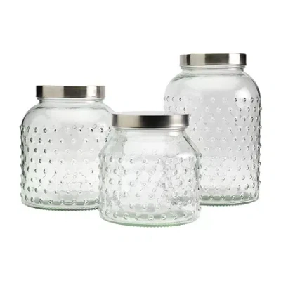 Tabletops Unlimited Mason Craft And More Glass 3-pc. Canister In Transparent