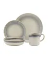 Tabletops Unlimited Tabletops Gallery Iridescent 16 Pc Dinnerware Set, Service For 4 In White
