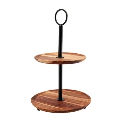Tabletops Unlimited Two Tier Wood Cupcake Stand In Brown