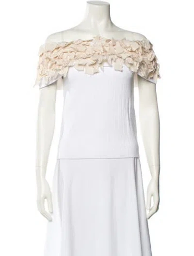 Pre-owned Tabula Rasa Off-the-shoulder Short Sleeve Crop Top In Neutral