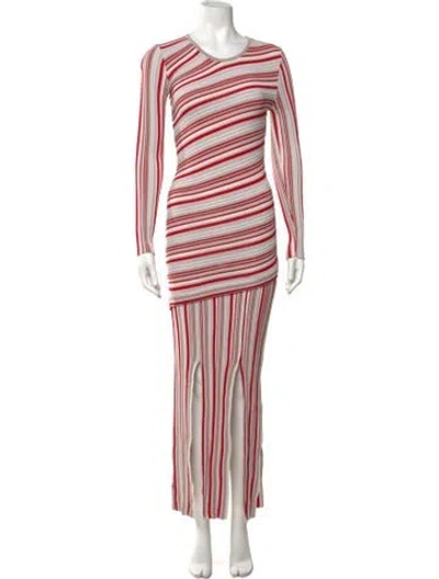 Pre-owned Tabula Rasa Striped Long Dress In Neutrals/red