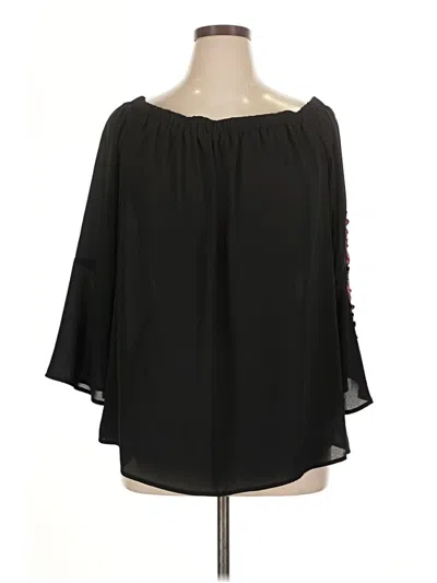Pre-owned Tacera 3/4 Sleeve Blouse In Black