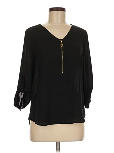 Pre-owned Tacera 3/4 Sleeve Blouse In Black