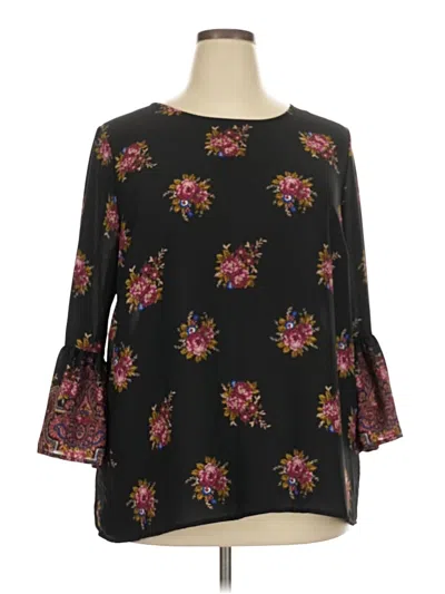 Pre-owned Tacera 3/4 Sleeve Blouse In Black