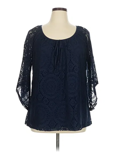 Pre-owned Tacera 3/4 Sleeve Blouse In Blue