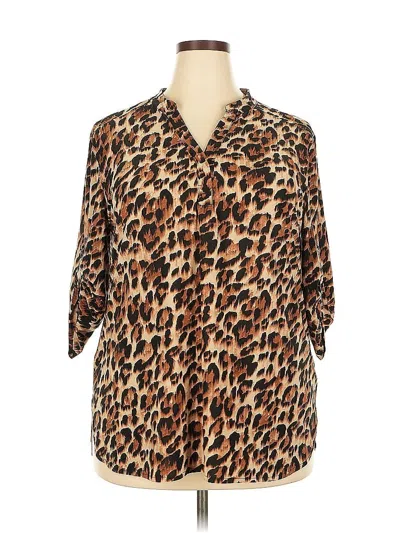 Pre-owned Tacera 3/4 Sleeve Blouse In Brown