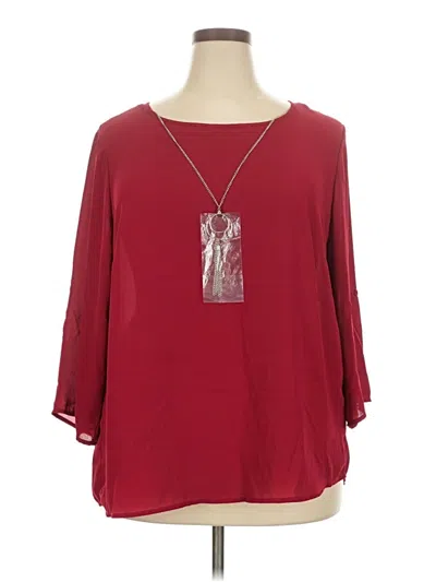 Pre-owned Tacera 3/4 Sleeve Blouse In Burgundy