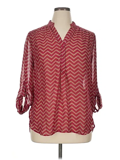 Pre-owned Tacera 3/4 Sleeve Blouse In Burgundy