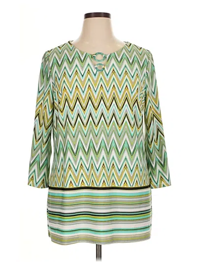 Pre-owned Tacera 3/4 Sleeve Blouse In Green