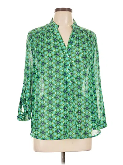 Pre-owned Tacera 3/4 Sleeve Blouse In Green