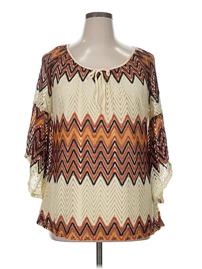 Pre-owned Tacera 3/4 Sleeve Blouse In Ivory
