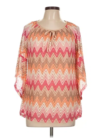 Pre-owned Tacera 3/4 Sleeve Blouse In Orange