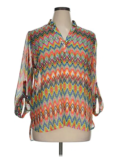Pre-owned Tacera 3/4 Sleeve Blouse In Orange