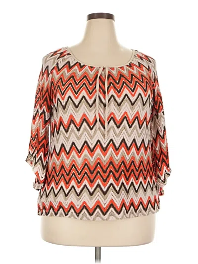 Pre-owned Tacera 3/4 Sleeve Blouse In Orange
