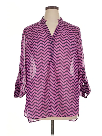 Pre-owned Tacera 3/4 Sleeve Blouse In Purple