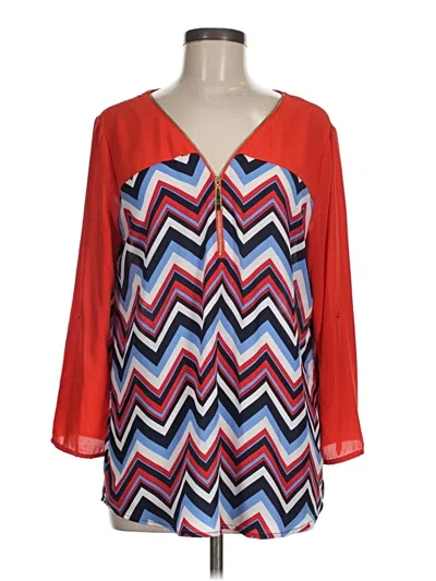Pre-owned Tacera 3/4 Sleeve Blouse In Red