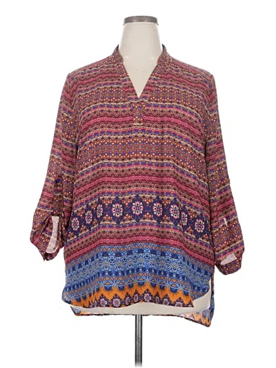 Pre-owned Tacera 3/4 Sleeve Blouse In Red