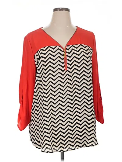Pre-owned Tacera 3/4 Sleeve Blouse In Red