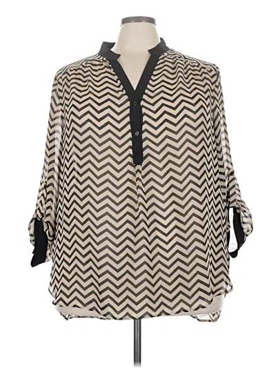 Pre-owned Tacera 3/4 Sleeve Blouse In Tan