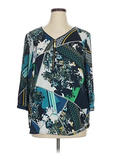 Pre-owned Tacera 3/4 Sleeve Blouse In Teal