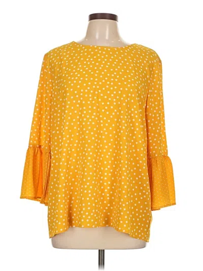 Pre-owned Tacera 3/4 Sleeve Blouse In Yellow