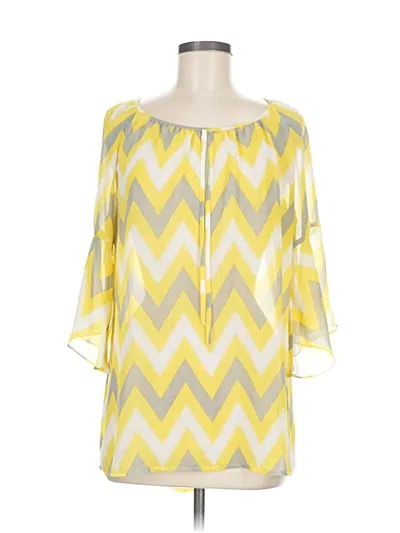 Pre-owned Tacera 3/4 Sleeve Blouse In Yellow