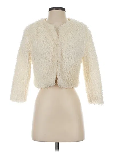 Pre-owned Tacera Faux Fur Jacket In Ivory