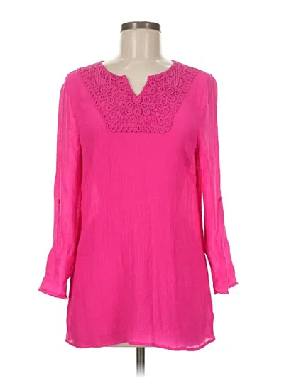 Pre-owned Tacera Long Sleeve Blouse In Pink