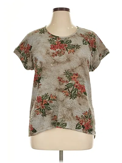 Pre-owned Tacera Short Sleeve Blouse In Gray