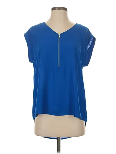 Pre-owned Tacera Short Sleeve Top Blue V-neck Tops