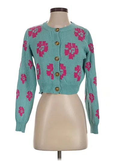 Pre-owned Tach Clothing Cardigan Sweater In Teal