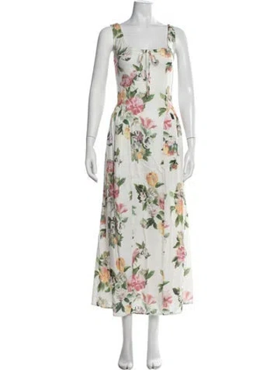 Pre-owned Tach Clothing Floral Print Long Dress In Neutrals