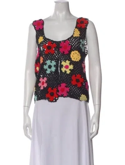 Pre-owned Tach Clothing Floral Print Scoop Neck Sweater In Multi