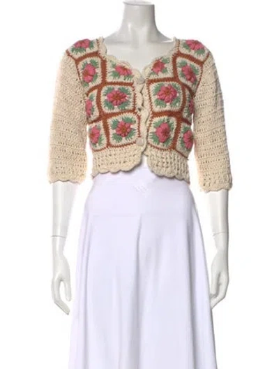 Pre-owned Tach Clothing Floral Print Scoop Neck Sweater W/ Tags In Multi