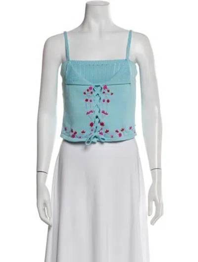 Pre-owned Tach Clothing Floral Print Square Neckline Crop Top In Multi